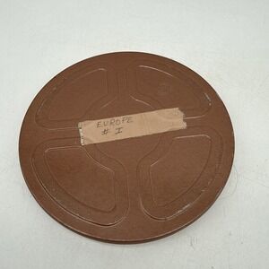 Vintage GB Brown Metal Film Reel Canister 6" With Film Reel